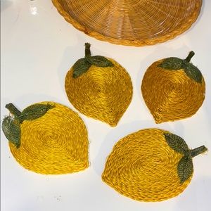 Lemon twine wrapped coasters - set of 4